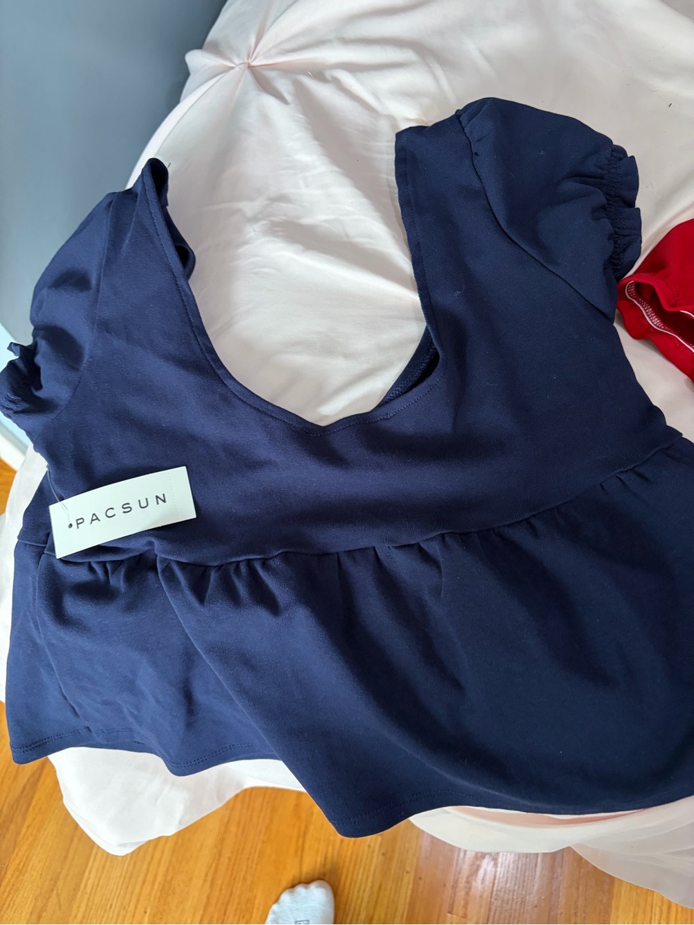 PacSun Navy Scoop Neck Peplum Crop Top